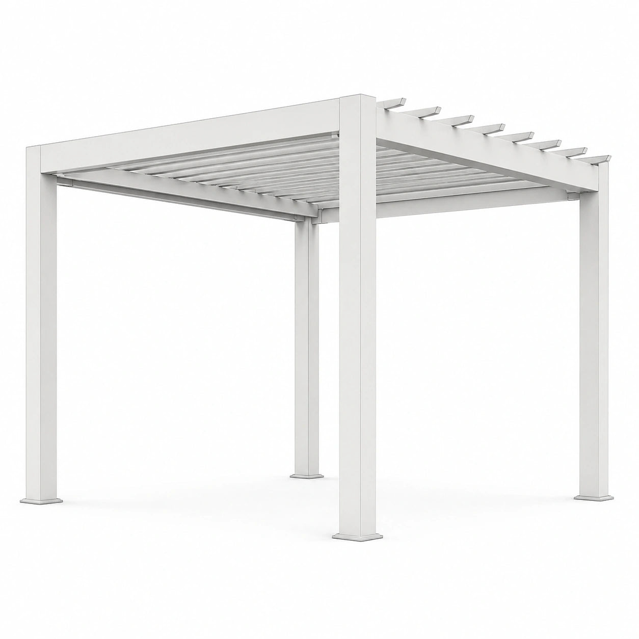 Pergola autoportante en aluminium blanc 300 × 300 × 250 cm avec toit à lames fixes