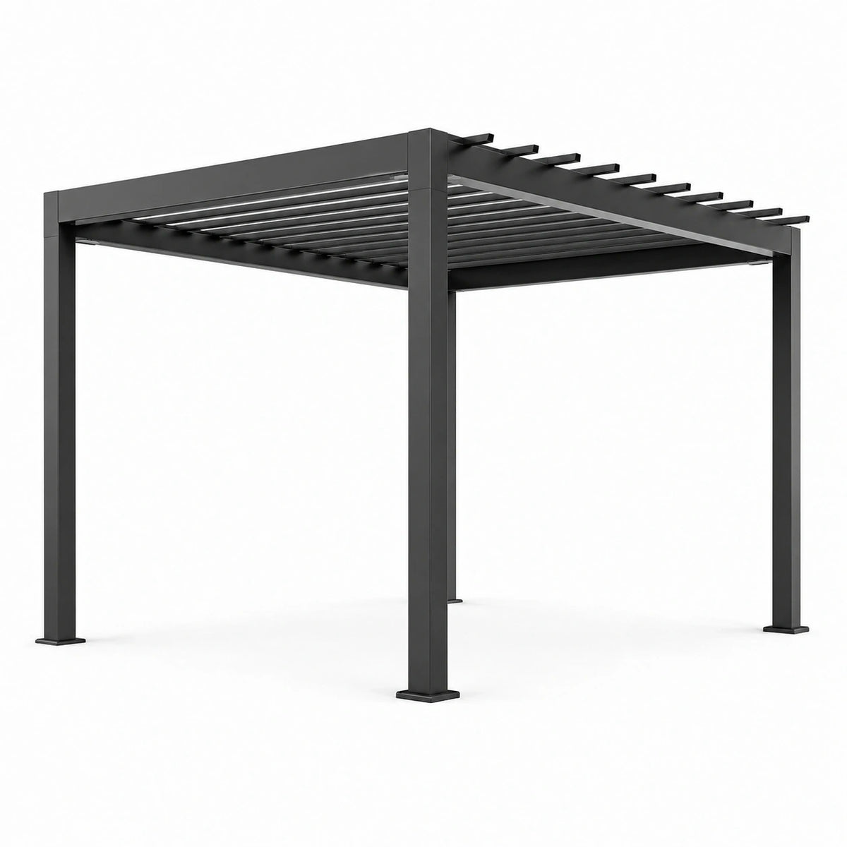 Pergola en aluminium anthracite avec toit à lames, 300 × 300 × 250 cm