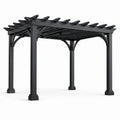 Pergola de jardin en métal noir avec toit ajouré, 400 × 300 × 250 cm