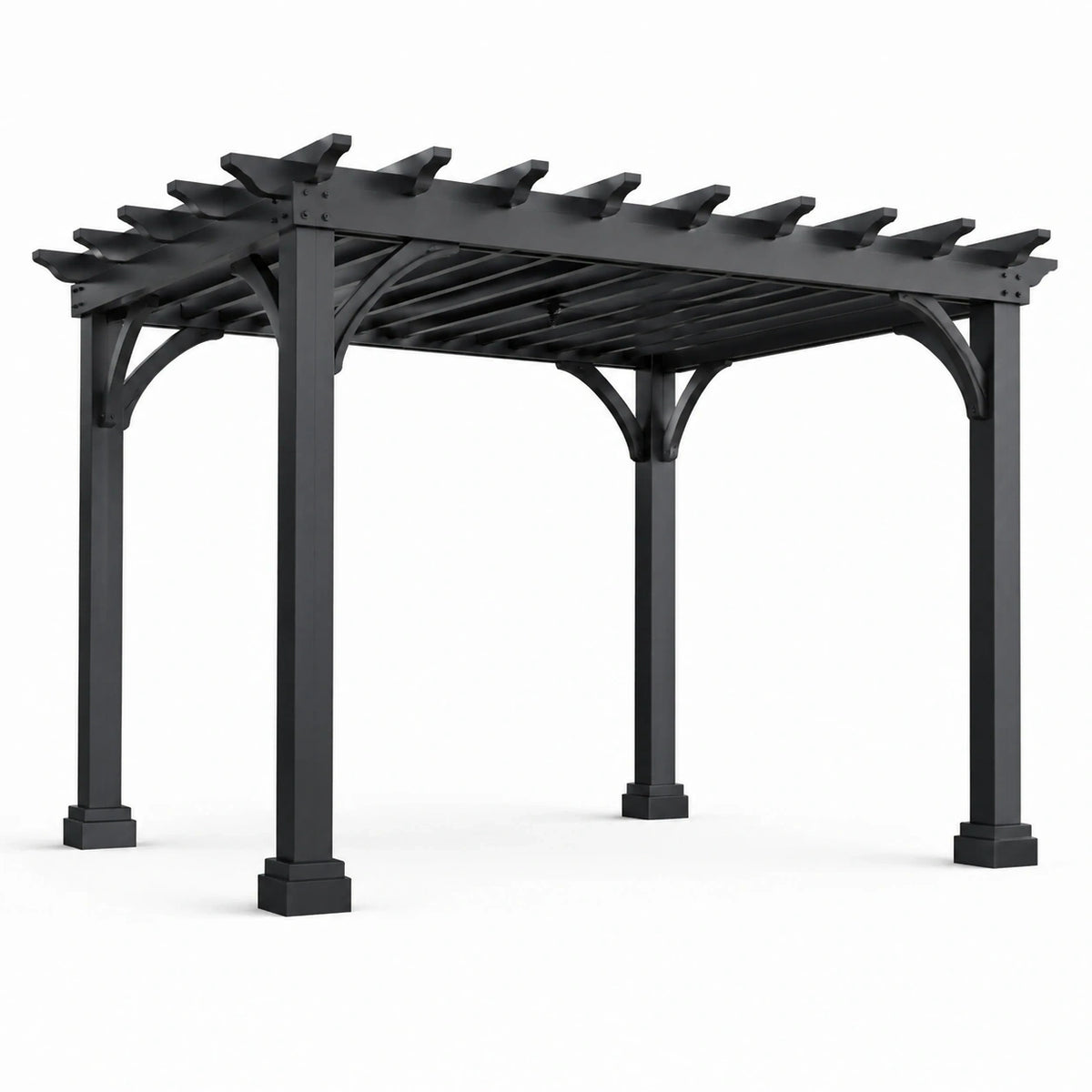 Pergola de jardin en métal noir avec toit ajouré, 400 × 300 × 250 cm