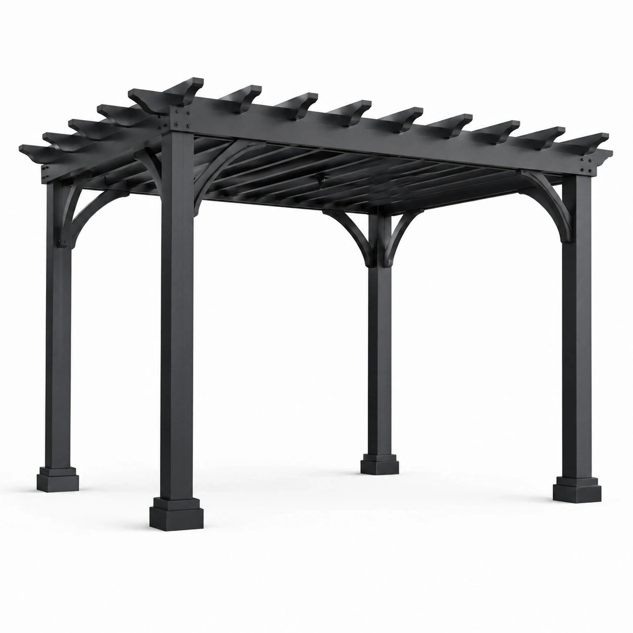Pergola de jardin en métal noir avec toit ajouré, 400 × 300 × 250 cm