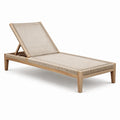 Bain de soleil en bois naturel et corde tressée beige avec dossier réglable, 200 × 70 × 35 cm