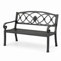 Banc de jardin en métal noir 127 × 60 × 85 cm, 2 places avec dossier décoratif