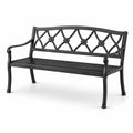 Banc de jardin en métal noir avec dossier décoratif, 127 × 60 × 87 cm